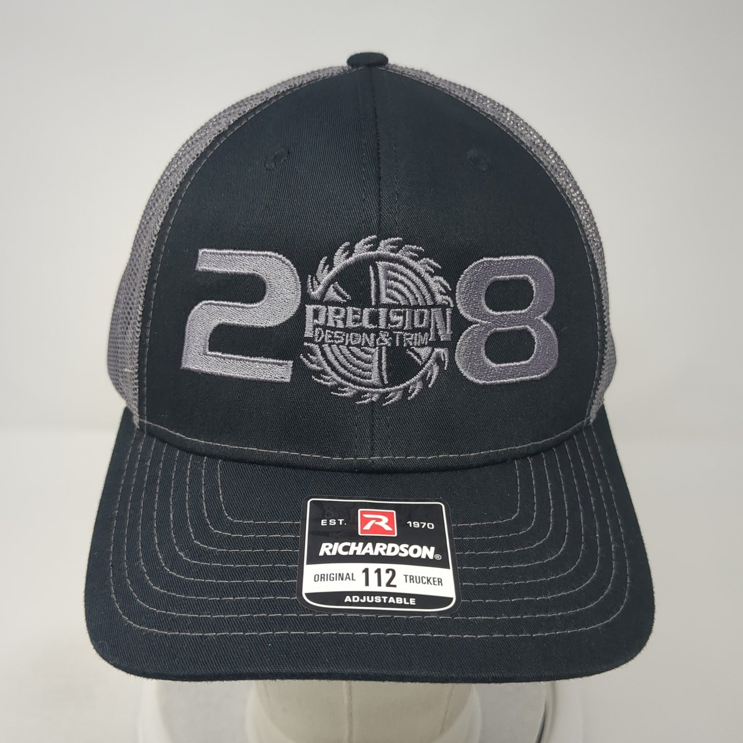 208 Precision Design & Trim Snapback Trucker Hat Black OS Adjustable Richardson