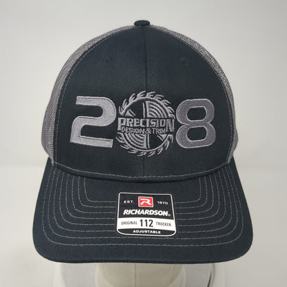 208 Precision Design & Trim Snapback Trucker Hat Black OS Adjustable Richardson
