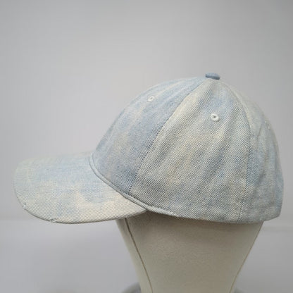 Express Baseball Cap Blue OSFM Distressed Denim Slideback Hat Plain Light Wash
