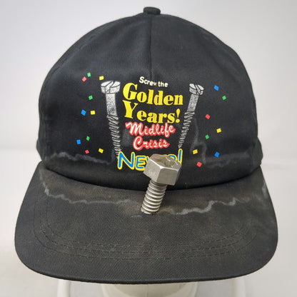 Papel Giftware 5 Panel Black Novelty Screw Midlife Crisis Snapback Hat Vintage
