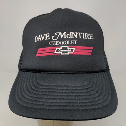 Dave McIntire Chevrolet Men's Snapback Mesh Back Trucker Hat Black OSFA Vintage