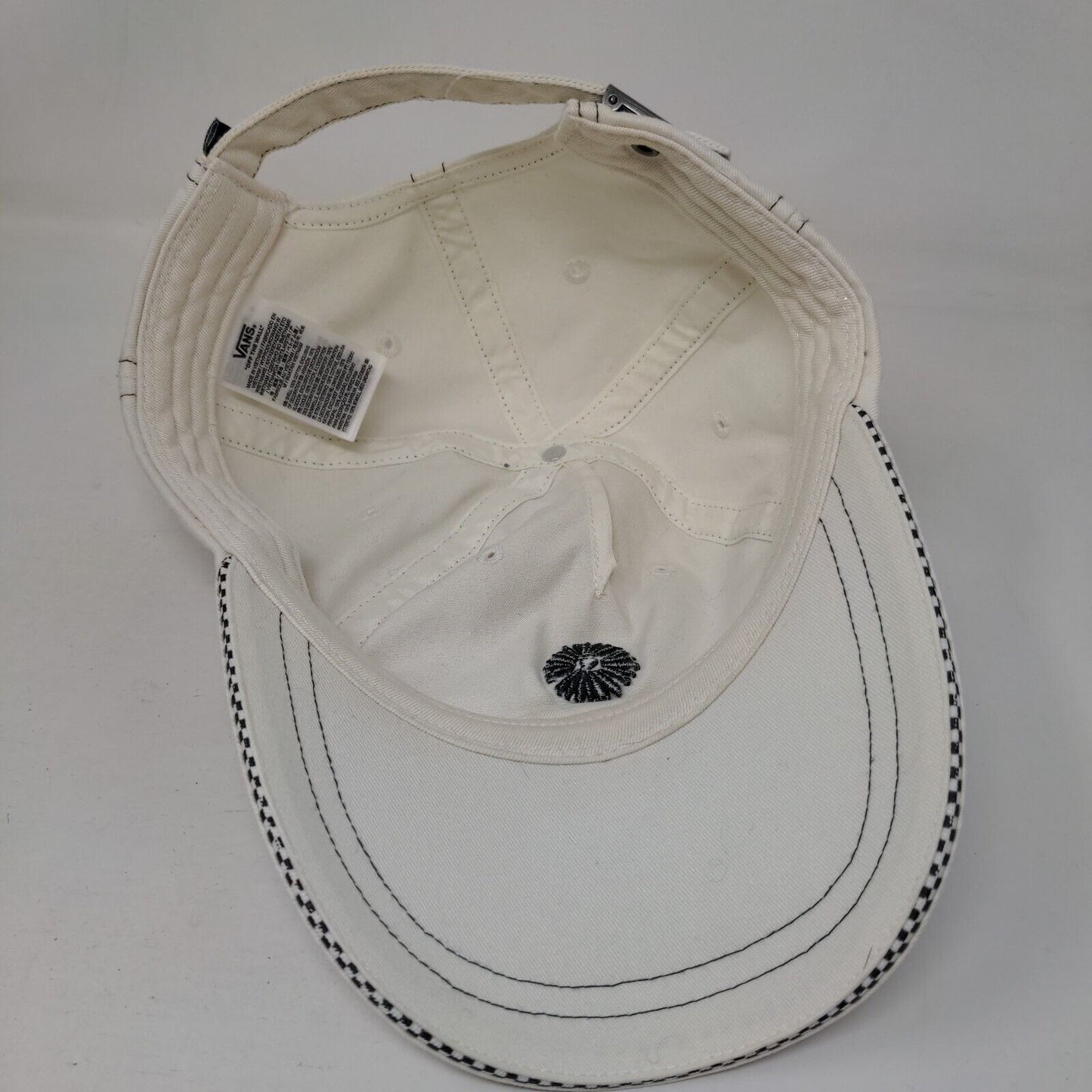 VANS Slideback Hat White One Size Adjustable Embroidered 6 Panel Cotton