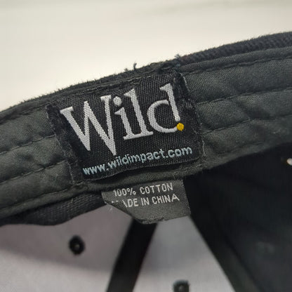 Wild Baseball Cap Black One Size Snap-on Embroidered Adjustable Strapback Hat