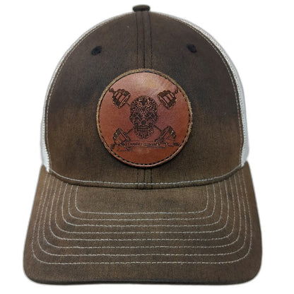 Richardson Trucker Hat Brown One Size CrossFit Indestructible Leather Patch Mesh