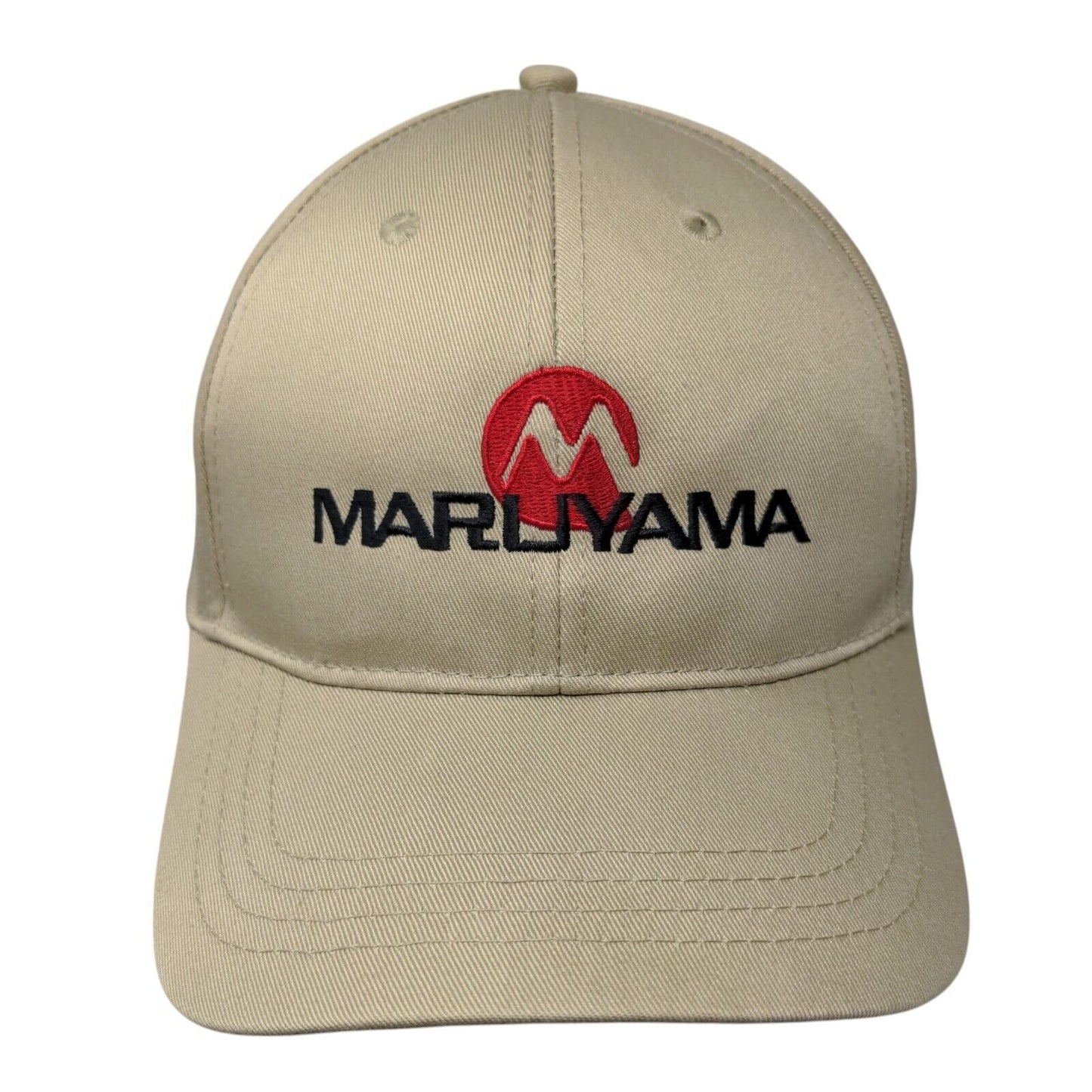 Maruyama Strapback Hat Tan OSFA Adjustable Embroidered Solid 6 Panel