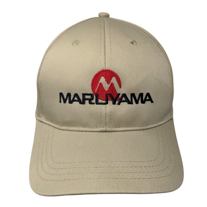 Maruyama Strapback Hat Tan OSFA Adjustable Embroidered Solid 6 Panel