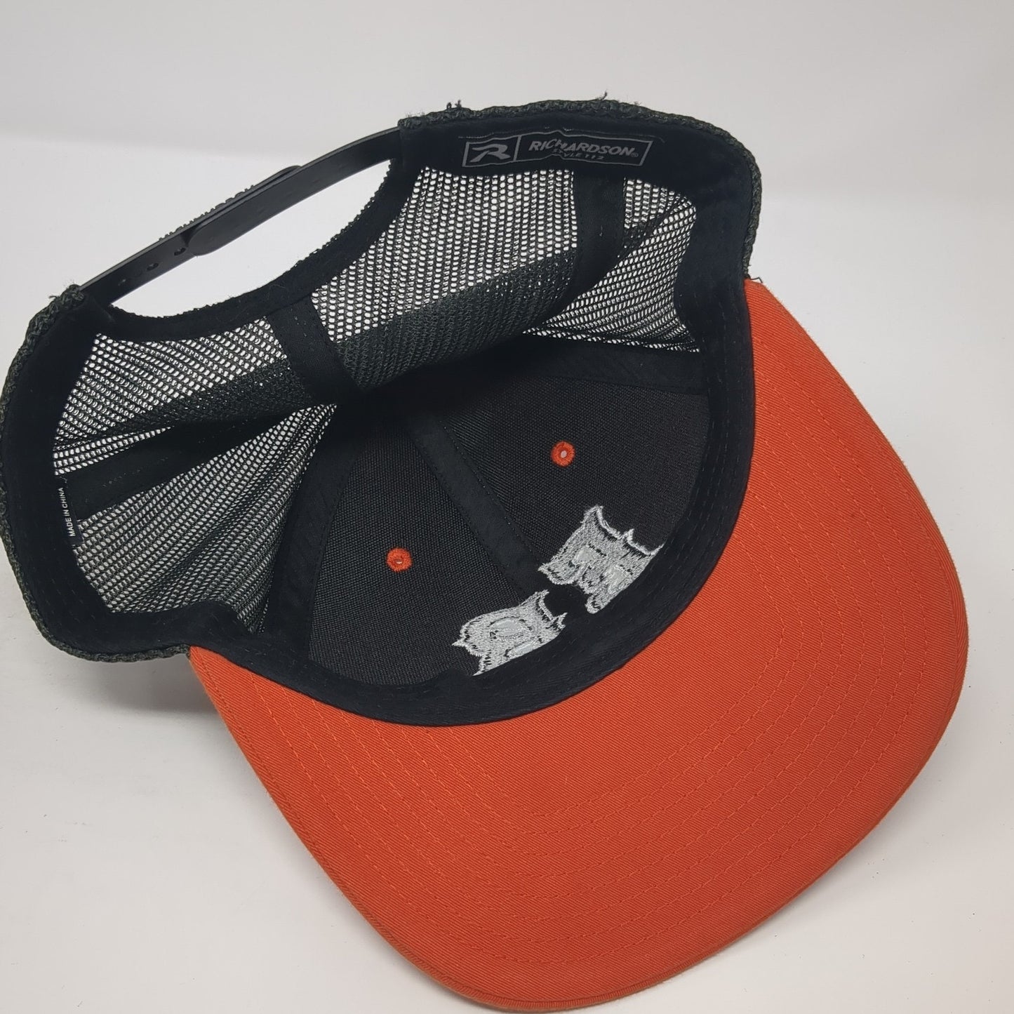 EB Snapback Trucker Hat Orange One Size Adjustable Mesh Back Richardson