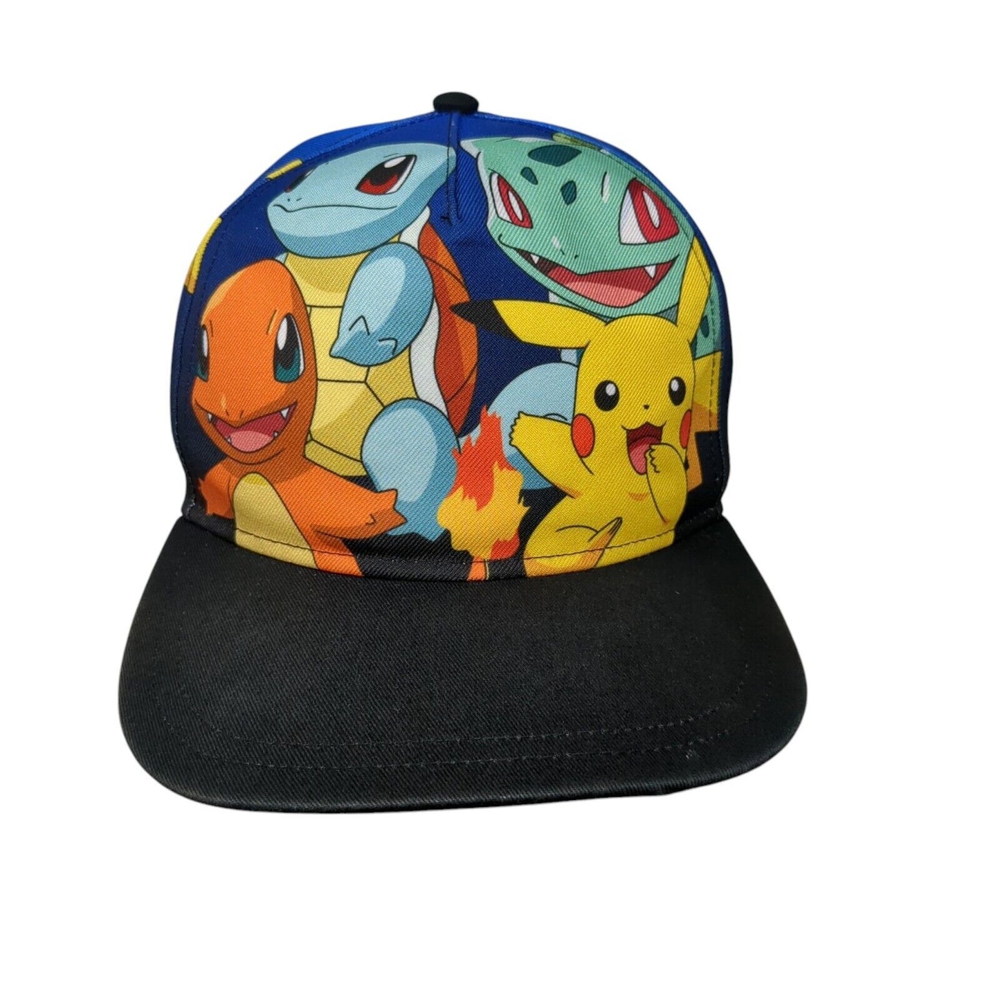 Pokemon 1st Gen Starters Pikachu Charmander Snapback Hat Youth OS Multicolor