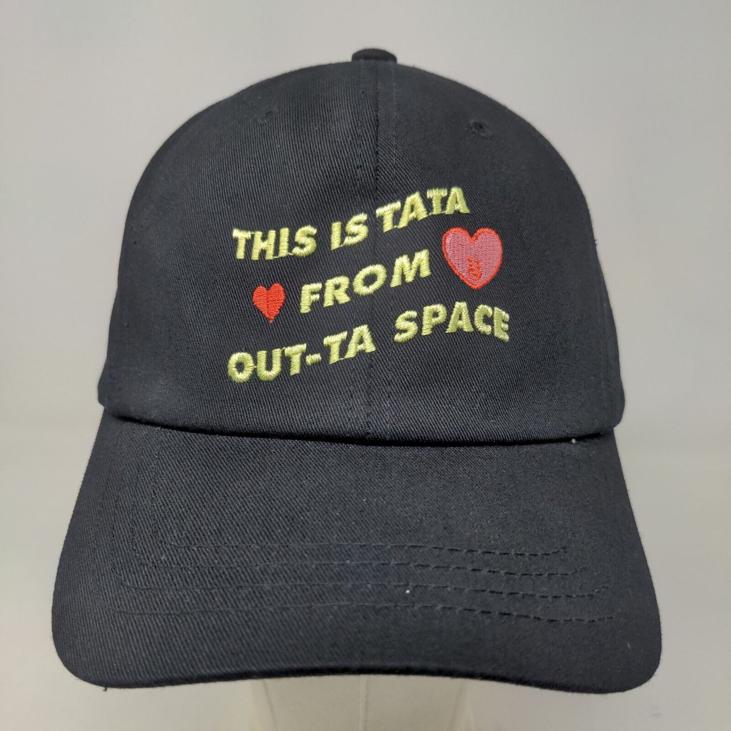 BT 21 Mens Slideback Hat Black Size 57 CM Embroidered Logo TaTa From Outer Space