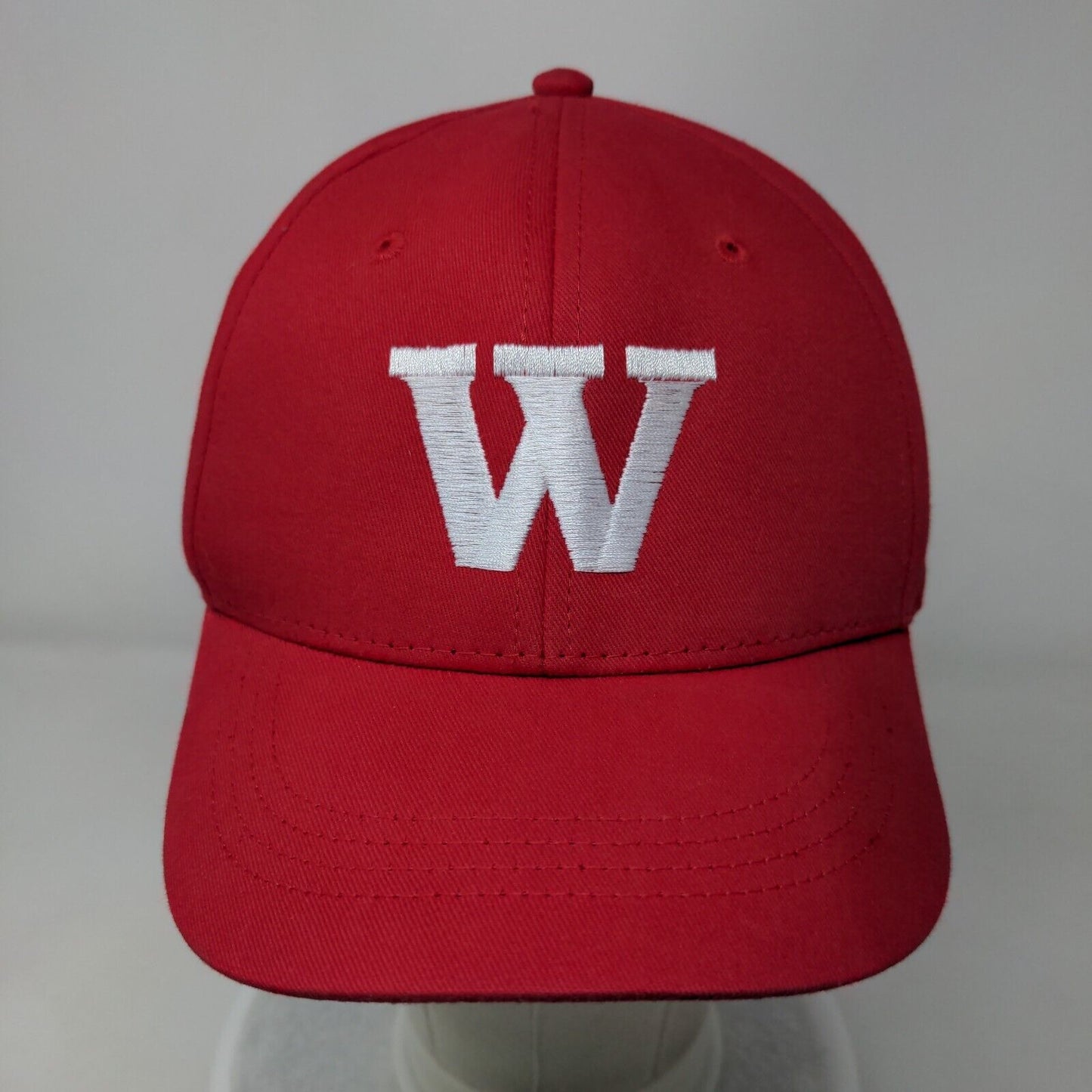 Letter W Youth Strapback Hat Red OS Adjustable Embroidered Vented Holes Otto