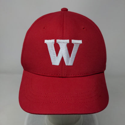Letter W Youth Strapback Hat Red OS Adjustable Embroidered Vented Holes Otto