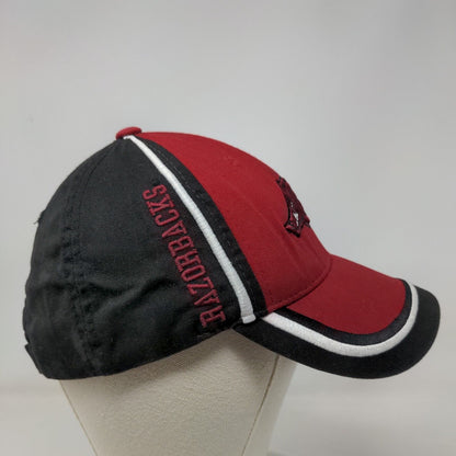 Captivating Headgear Mens Strapback Hat Red Arkansas Razorbacks Embroidered Logo