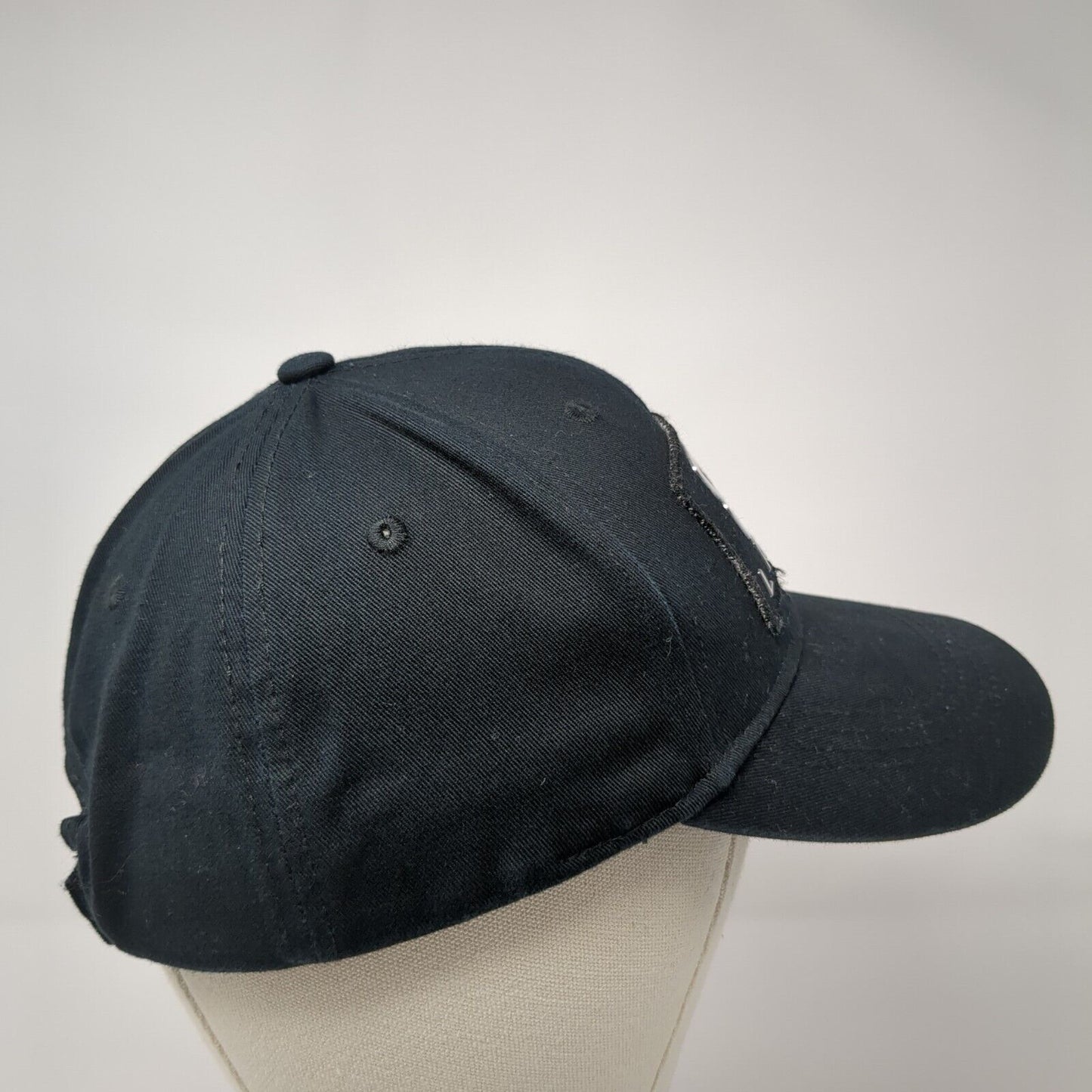86 Lagoon Strapback Hat Black One Size Adjustable Solid Lucky 7 USA