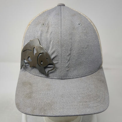Flexfit Yupoong Baseball Cap Gray One Size Mesh Back Metal Fish Stretch Fit Hat