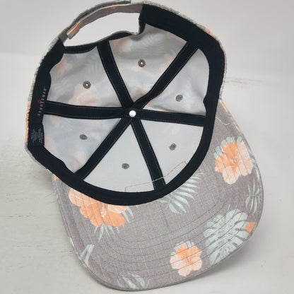 Sportsman Gray Floral Tropical Print Leather Patch Baseball Cap One Size Hat