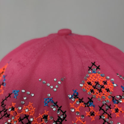 Unbranded Women's Slideback Hat Pink Bling Shiny Geometric Pattern 100% Cotton