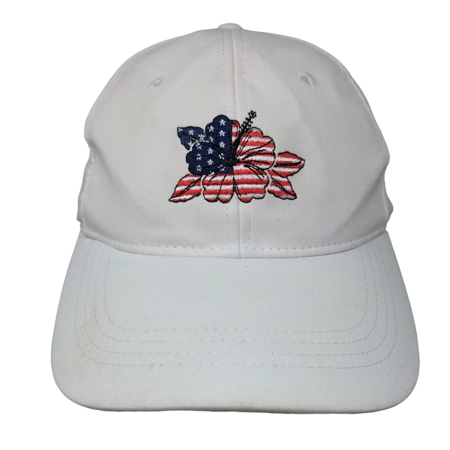Patriotic Flower Slideback Hat White One Size Embroidered 6 Panel Tommy Bahama