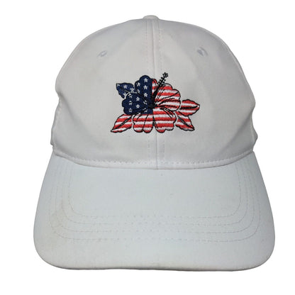 Patriotic Flower Slideback Hat White One Size Embroidered 6 Panel Tommy Bahama