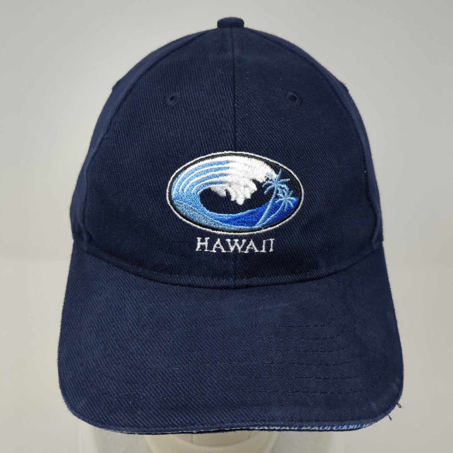 Hawaii Strapback Hat Blue One Size Adjustable Embroidered 6 Panel Surfware