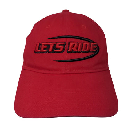 Lets Ride Strapback Hat Red OSFM Adjustable Embroidered 6 Panel Otto Cotton