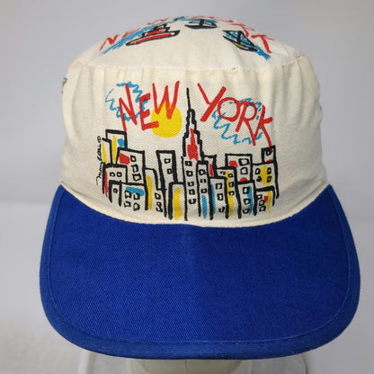By Play Army Cap White Blue OS New York Skyline Cityscape Graphic Cotton Hat