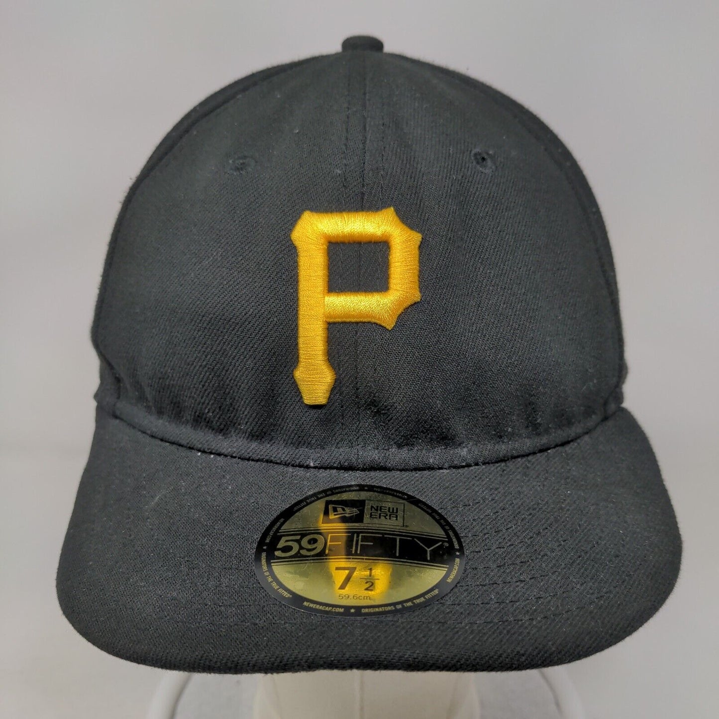 Pittsburgh Pirates Fitted Hat Black Size 7 1/2 Embroidered New Era 59Fifty MLB