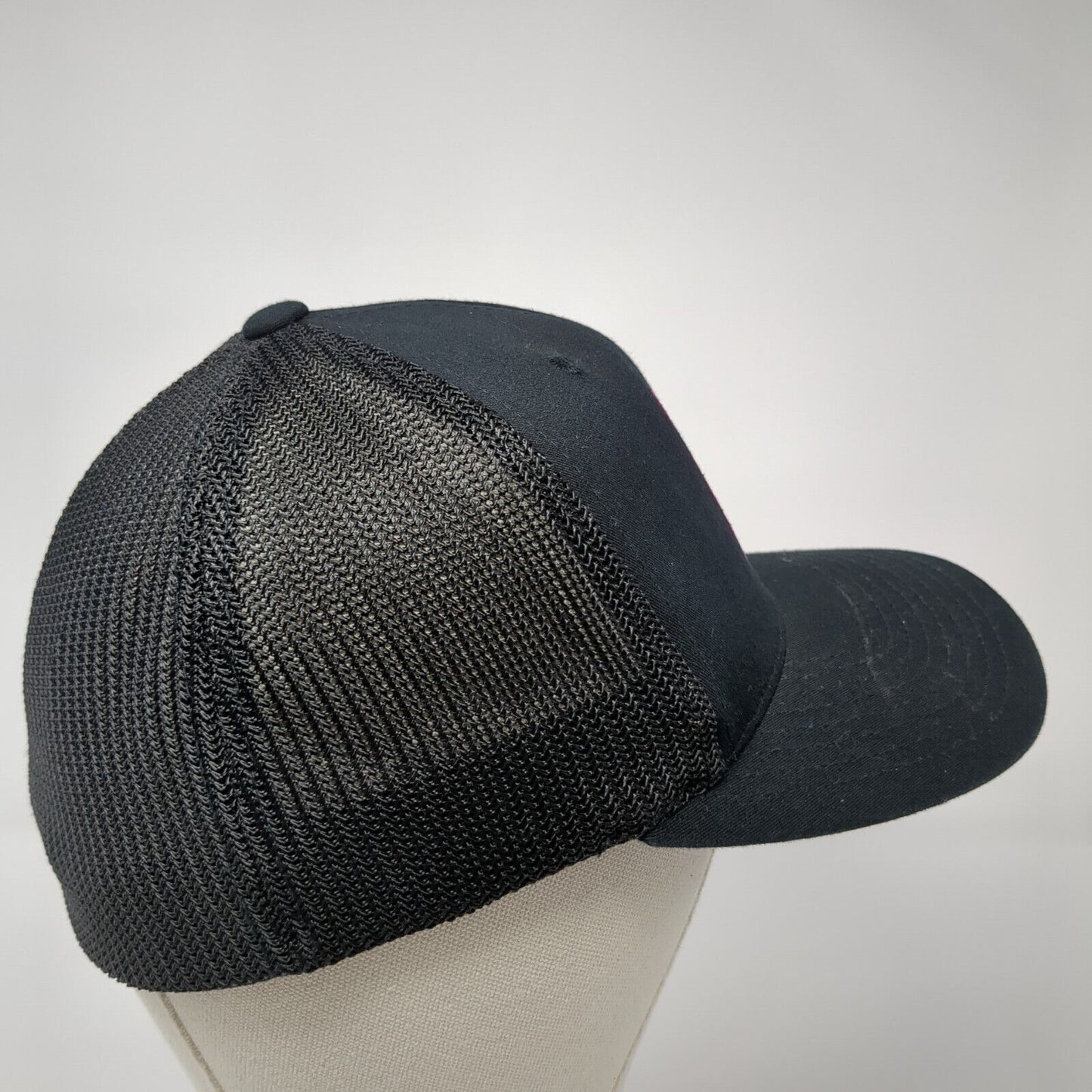 Yupoong Fitted Trucker Hat Black OS Embroidered Flexfit Mesh Back 6 Panel