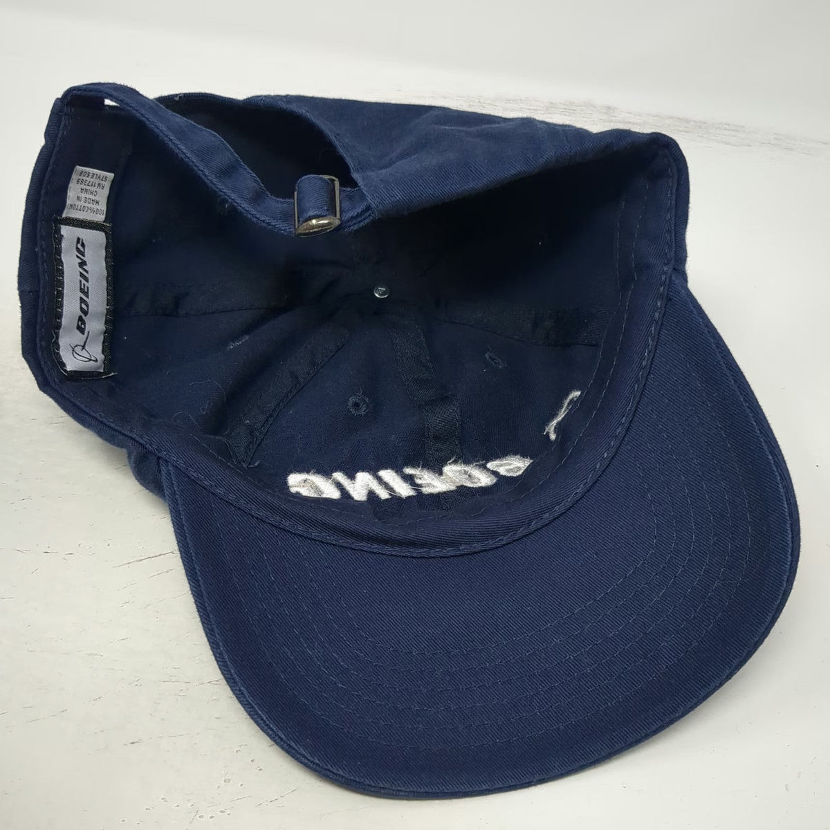 Boeing Baseball Cap Blue White One Size Slideback Embroidered Logo Strap Hat