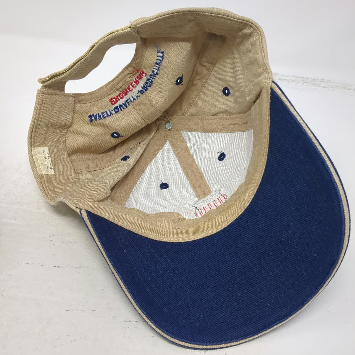 Baseball Cap Beige Blue One Size Union Pacific Building America Engineering Hat