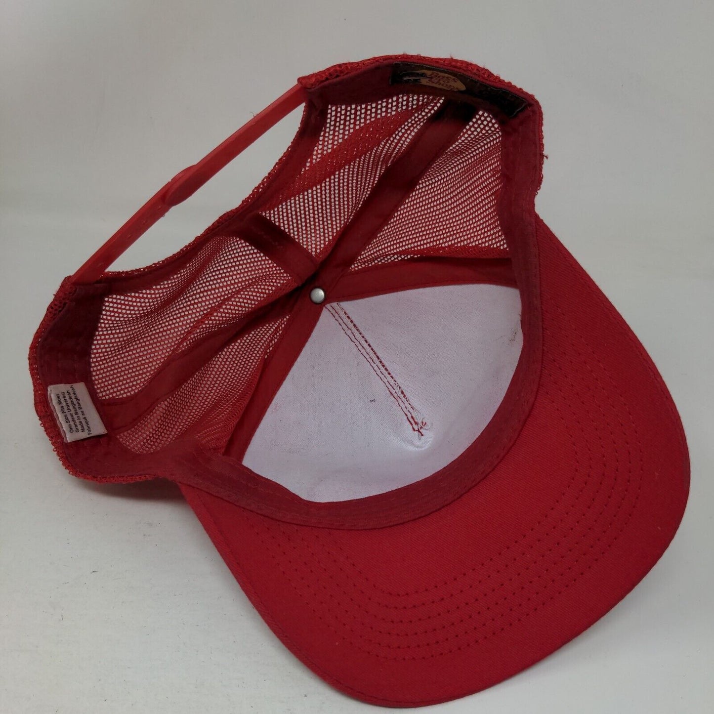 Bass Pro Shops Snapback Trucker Hat Red OSFM Adjustable Mesh Back Gone Fishing