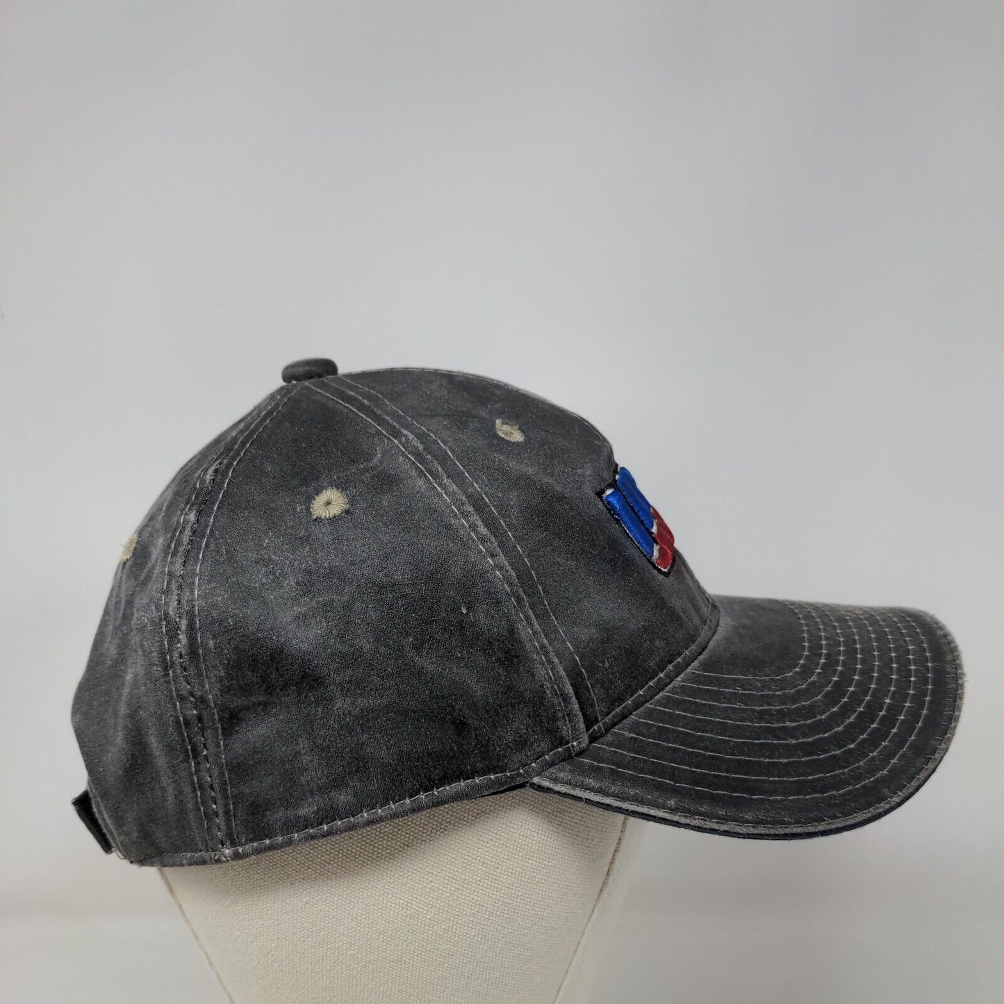 USA Strapback Hat Black OSFM Adjustable Embroidered Patriotic 6 Panel