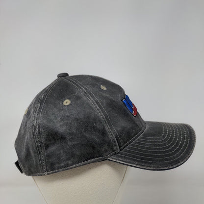 USA Strapback Hat Black OSFM Adjustable Embroidered Patriotic 6 Panel