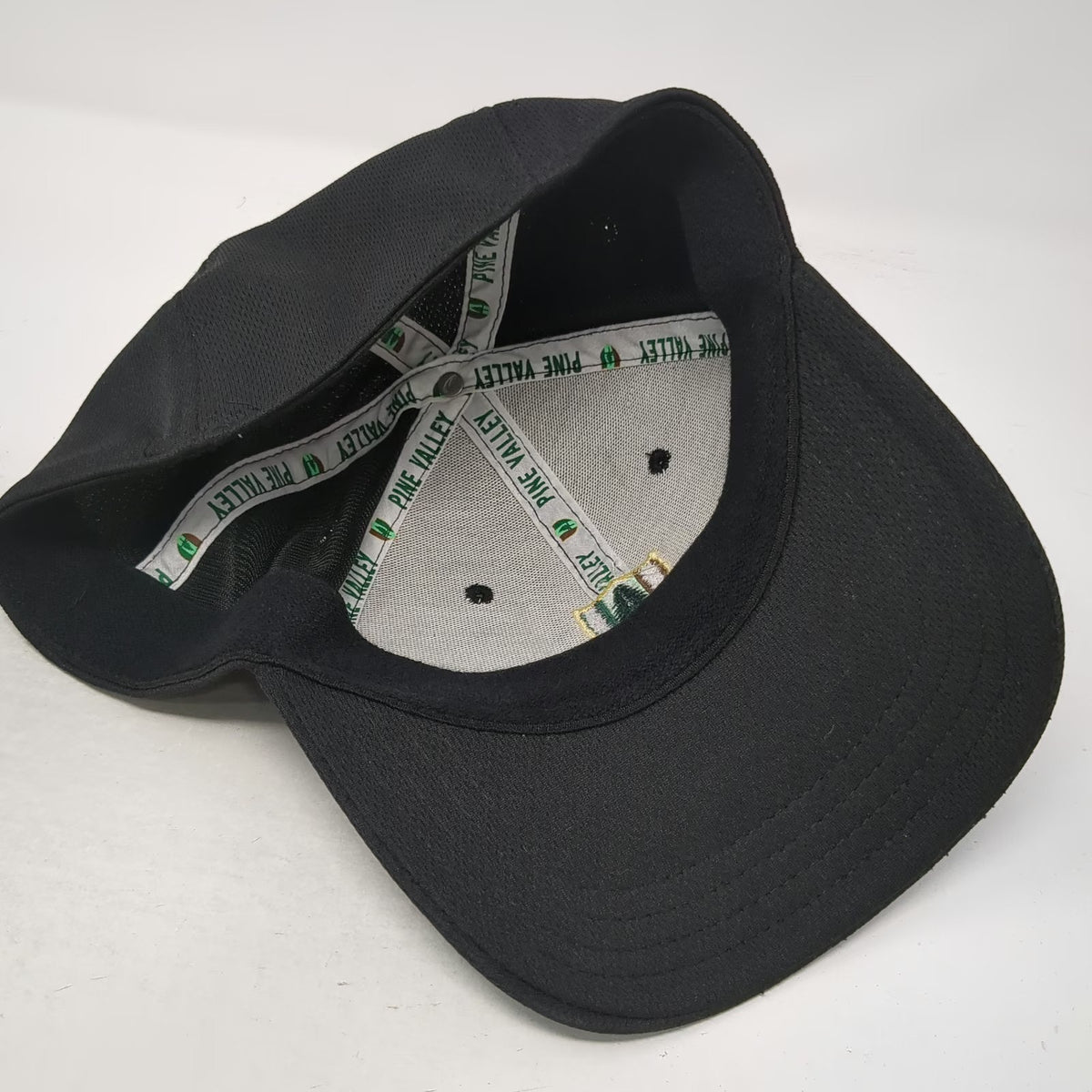 Pine Valley Baseball Cap Black XL Mesh Fitted Pine Tree Logo Hat Embroidered