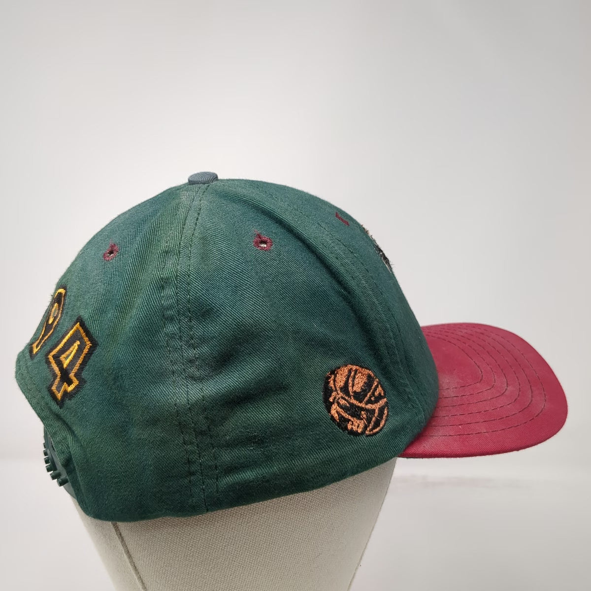 Green Red Snapback Hat 1994 Soccer Player Tradition Embroidery USA Made Vintage