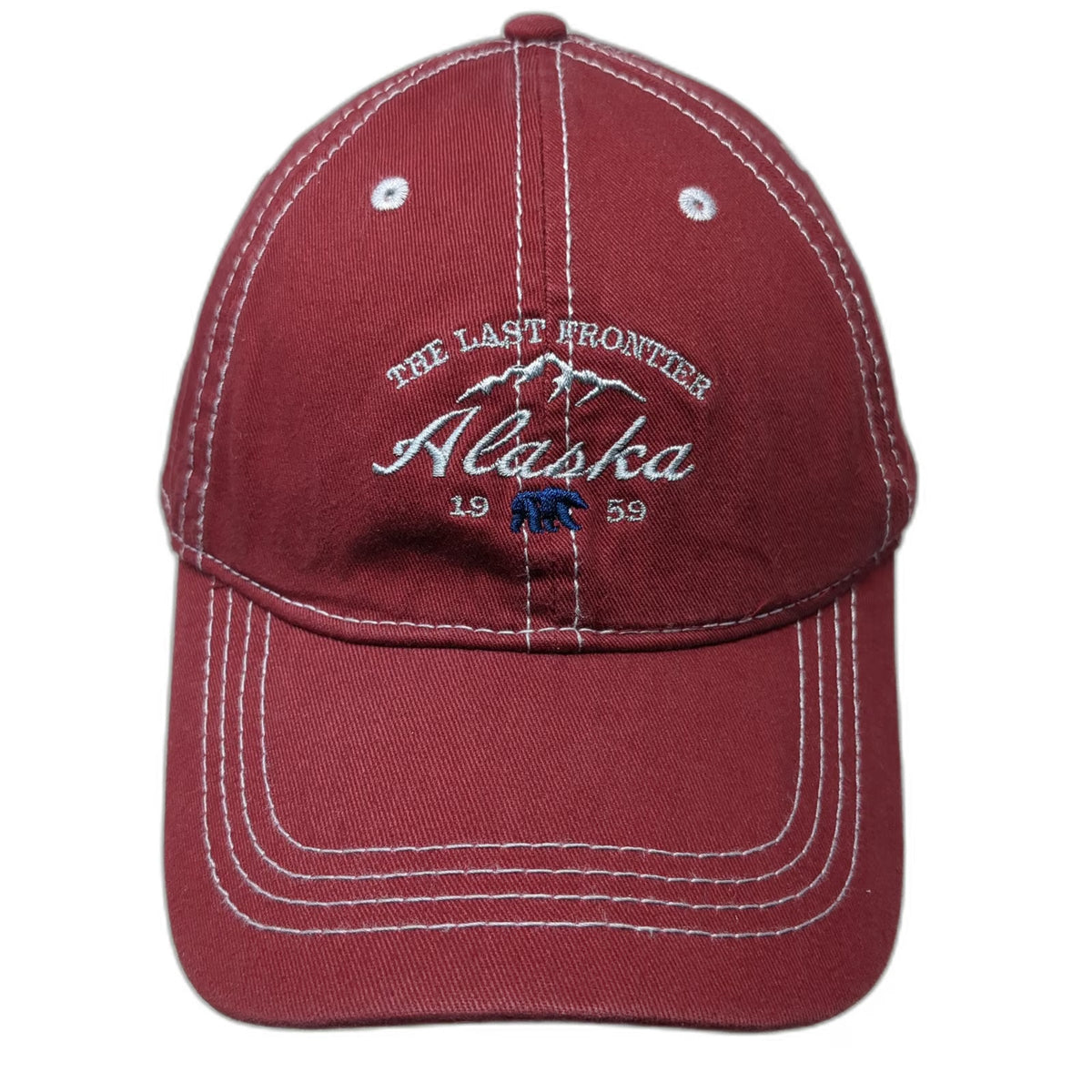 Prairie Mountain Baseball Cap Red One Size Alaska Last Frontier Slideback Hat