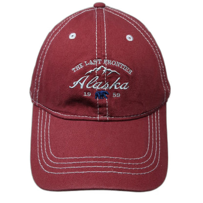 Prairie Mountain Baseball Cap Red One Size Alaska Last Frontier Slideback Hat