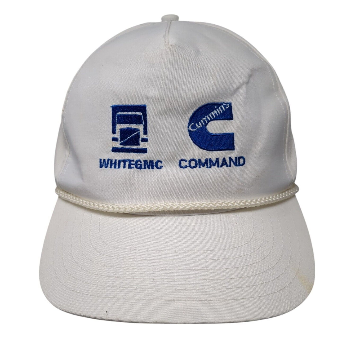 White GMC Cummins Command Snapback Rope Hat White One Size Adjustable