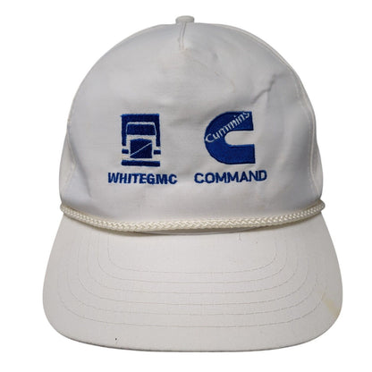 White GMC Cummins Command Snapback Rope Hat White One Size Adjustable