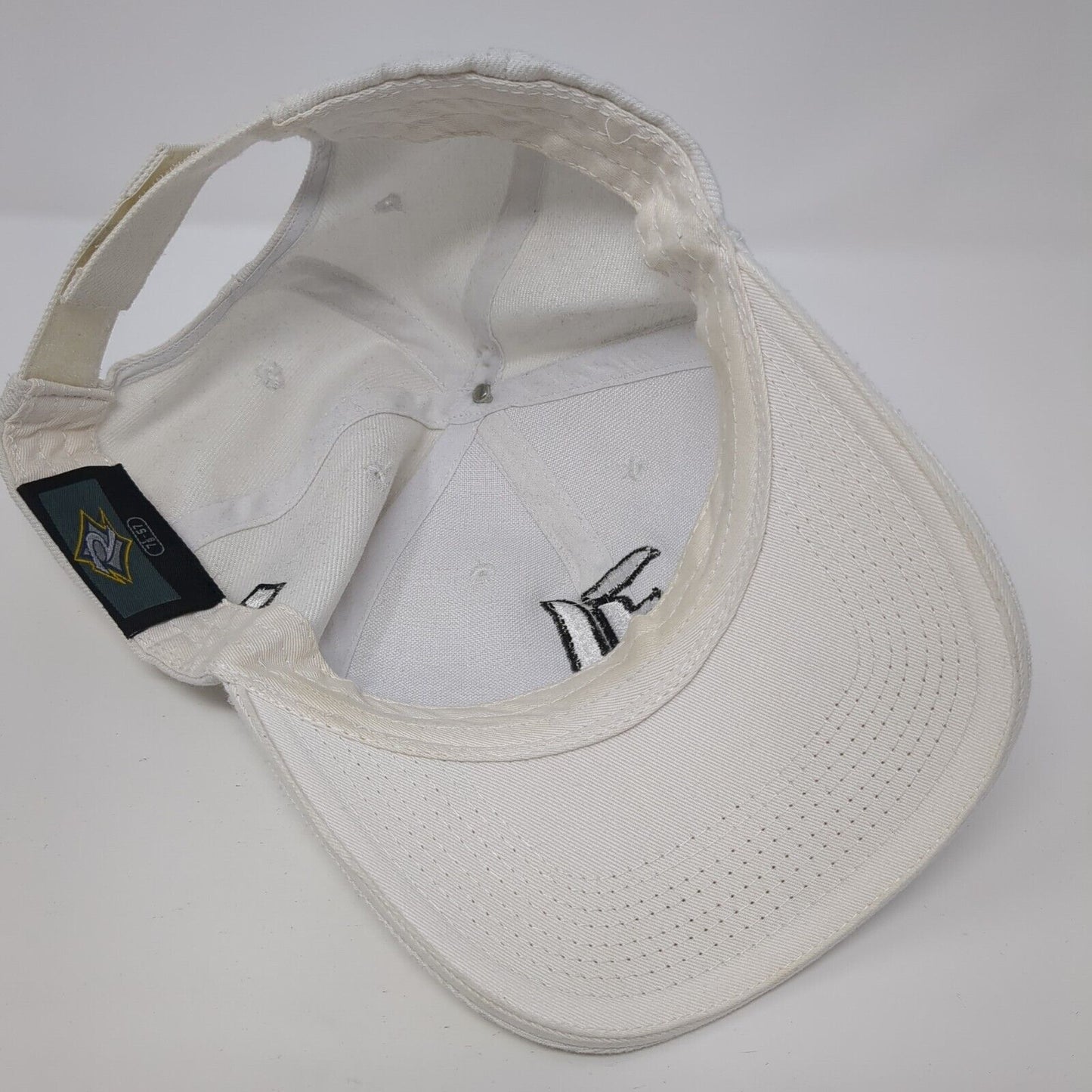 J Strapback Hat White 7 1/8 Adjustable Embroidered Vented Holes 6 Panel