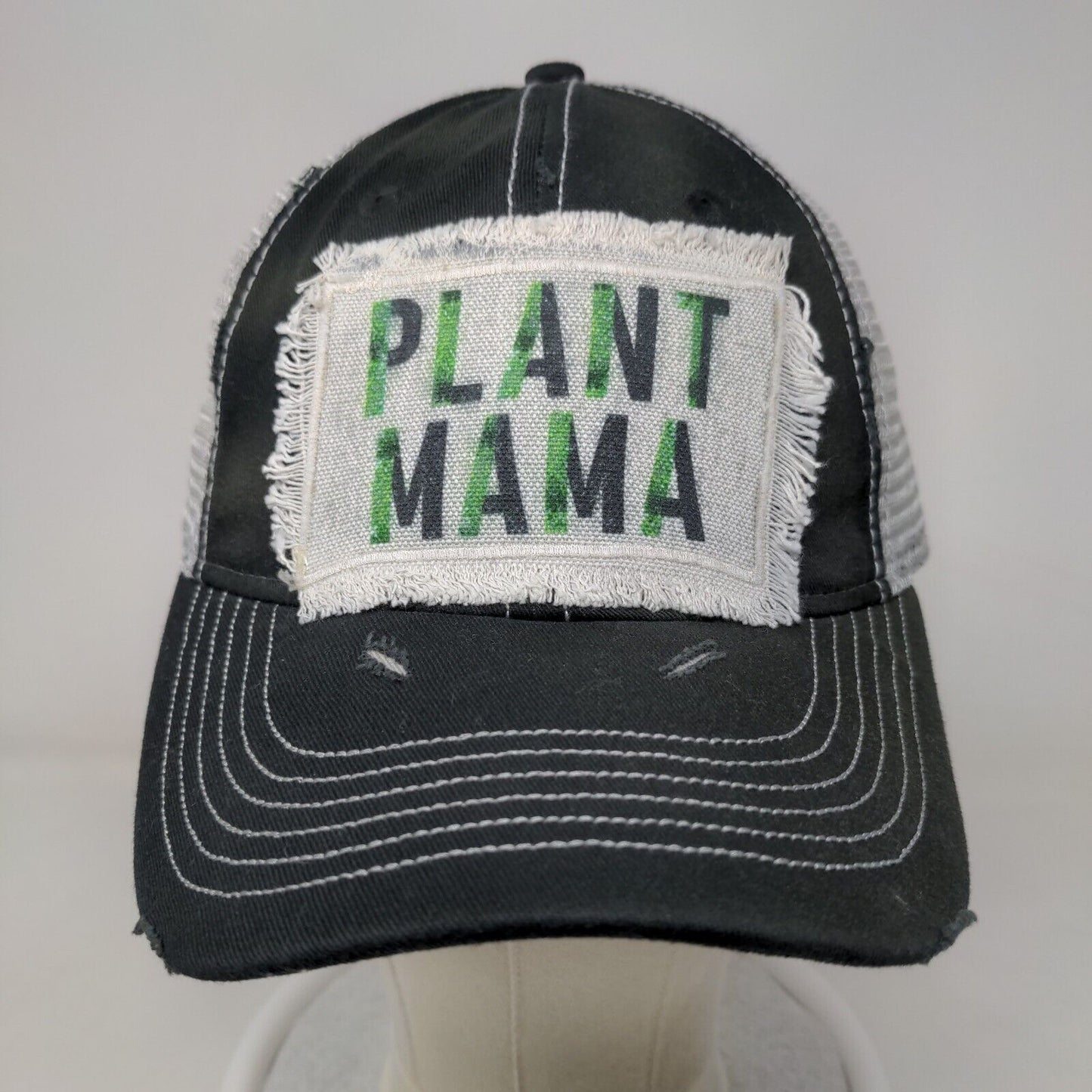 Sportsman Men's Slideback Mesh Back Hat Black White Plant Mama Logo