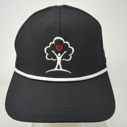 Pins & Aces 5 Panel Black One Size Hat Freedom Youth Rope Snapback Tree Heart