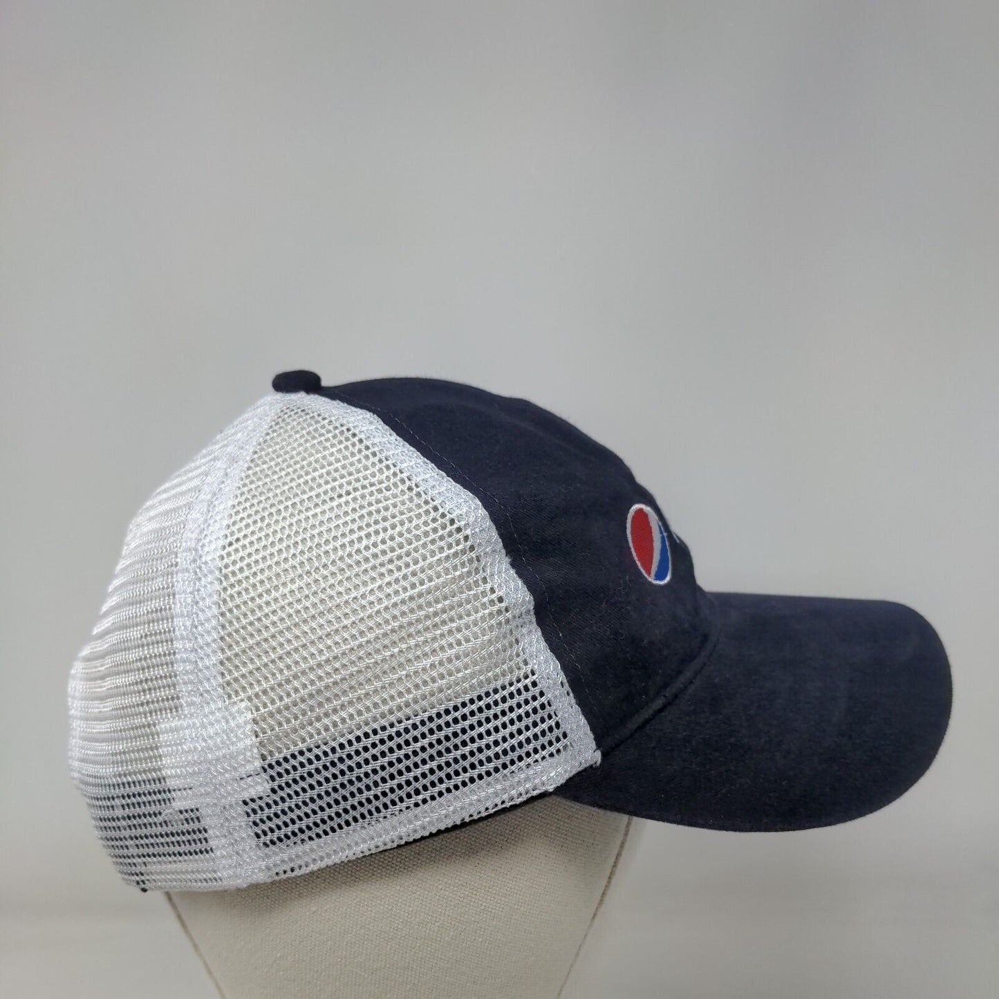 Pepsi Snapback Trucker Hat Blue OS Adjustable Embroidered Mesh Back Soda Gear
