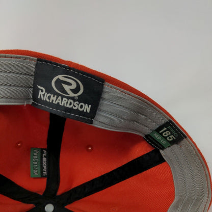 Richardson Fitted Hat Orange M/L Embroidered Vented Holes Pro 185 Flexfit
