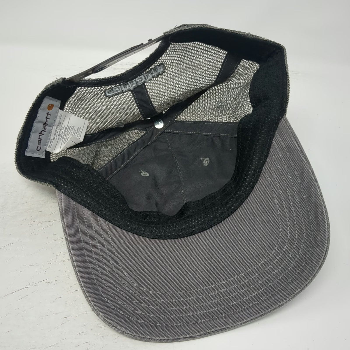 Carhartt Trucker Hat Gray One Size Mesh Back Snapback Logo Patch Workwear Canvas