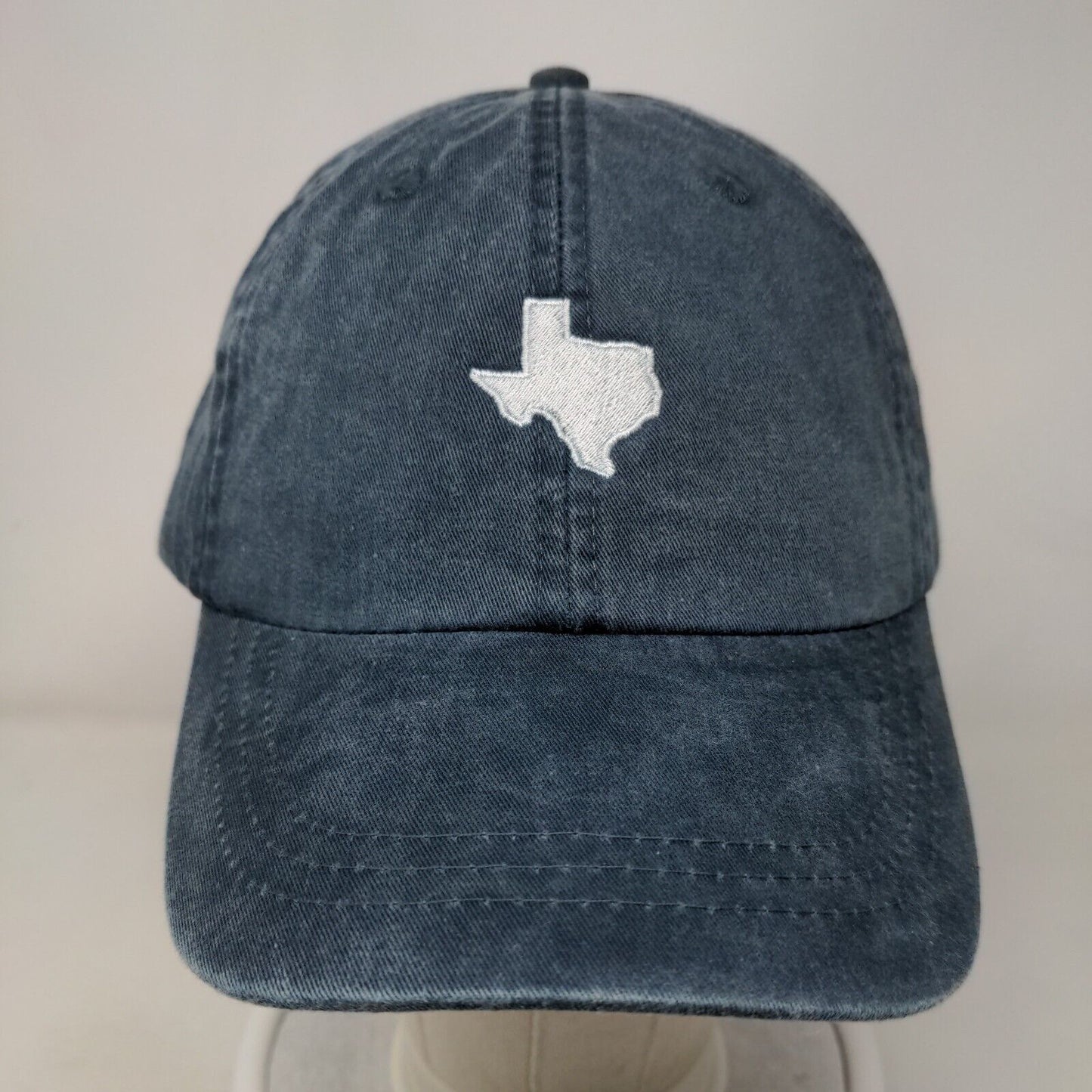 Texas State Map Slideback Hat Blue One Size Embroidered Leather Strap