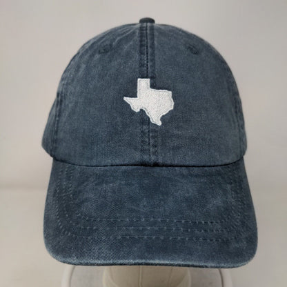 Texas State Map Slideback Hat Blue One Size Embroidered Leather Strap