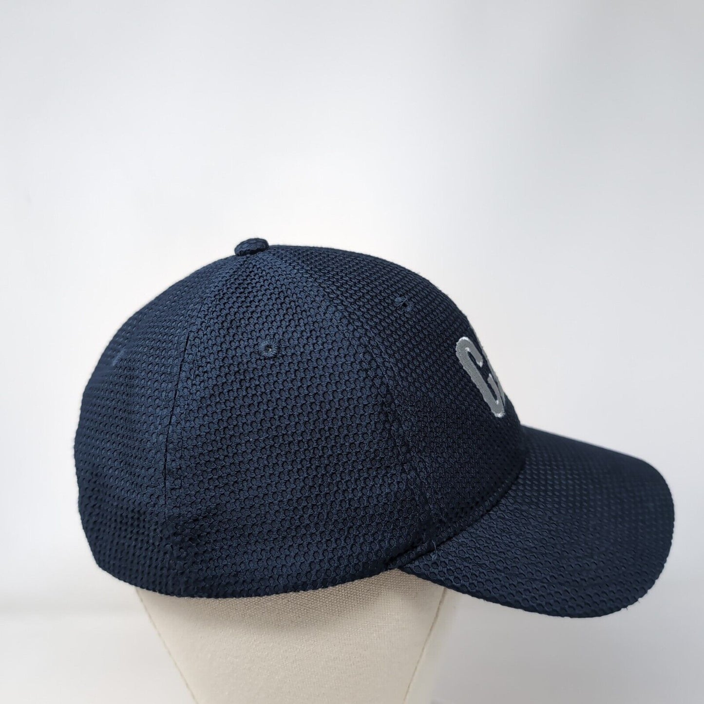 CAT Snapback Hat Blue One Size Adjustable Vented Holes 6 Panel Polyester