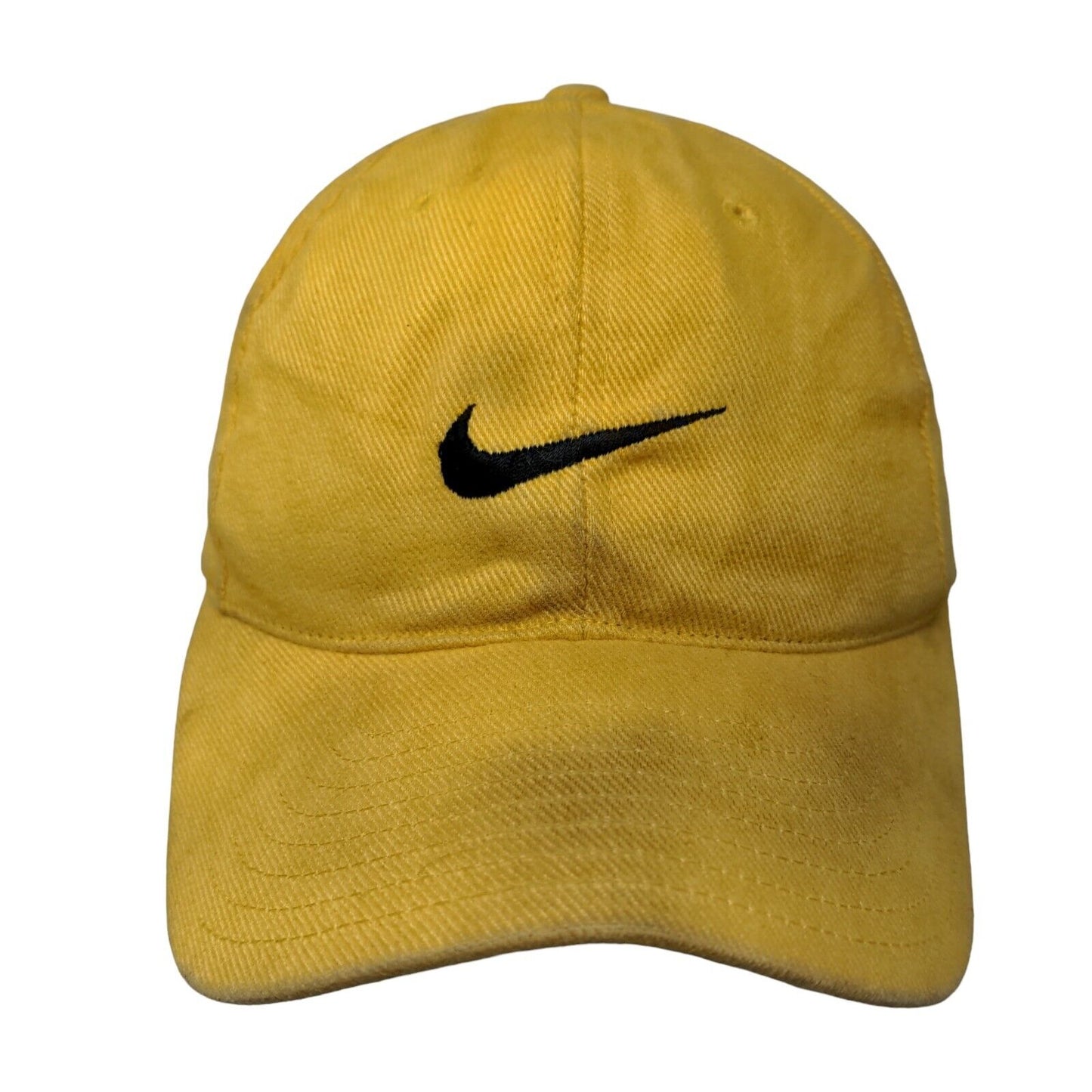 Nike Swoosh Snapback Hat Yellow One Size Embroidered Adjustable Vintage Tag