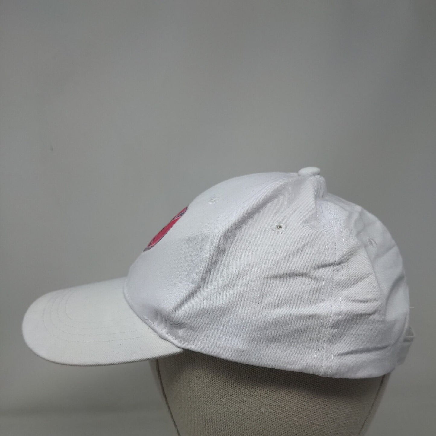 Rose Strapback Hat White One Size Embroidered Adjustable 6 Panel