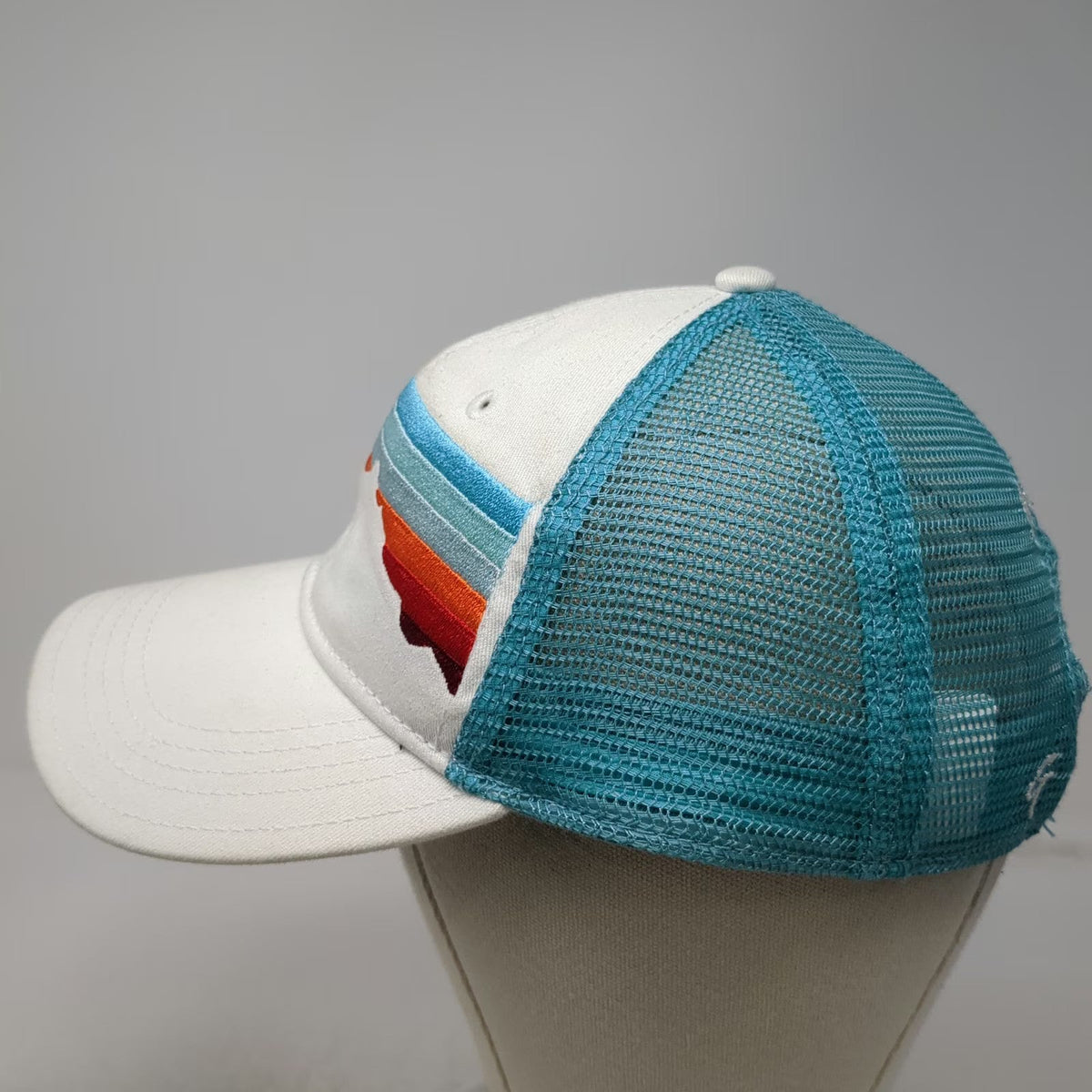 Gear White Blue Trucker Hat One Size Stanley Idaho Mountain Stripe Mesh Snapback